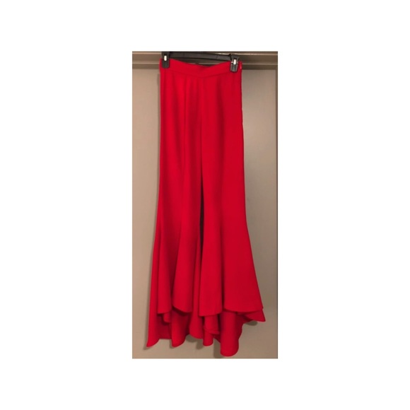 Red Flare Ruffle Pants - Picture 6 of 8